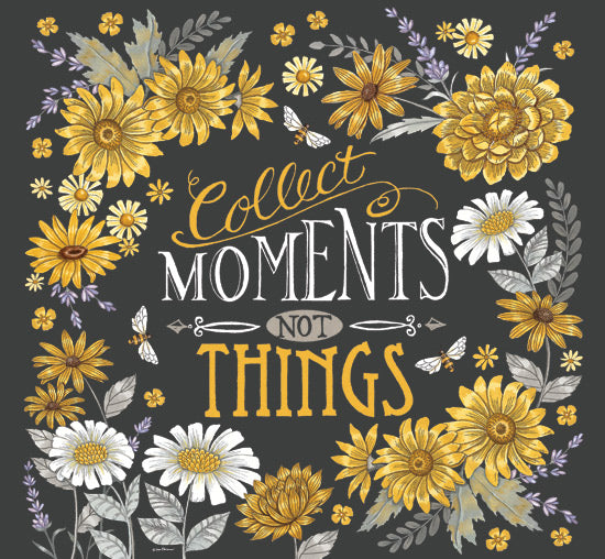 Deb Strain DS2320 - DS2320 - Collect Moments Not Things - 12x12 Inspirational, Collect Moments Not Things, Typography, Signs, Textual Art, Bees, Flowers, Yellow Flowers, White Flowers, Lavender from Penny Lane