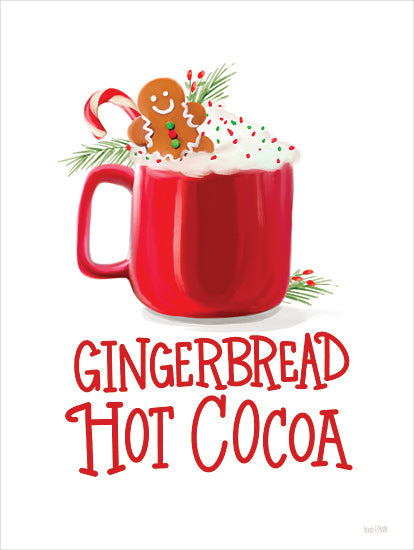 House Fenway FEN1197 - FEN1197 - Gingerbread Hot Cocoa - 12x16 Christmas, Holidays, Kitchen, Hot Cocoa, Mug, Gingerbread Man, Candy Cane, Gingerbread Hot Cocoa, Typography, Signs, Textual Art, Winter from Penny Lane