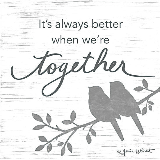 Annie LaPoint ALP2254 - ALP2254 - Better Together - 12x12 Typography, love quote, birds, branch, together, script font, inspirational, relationship, couple, hand lettering, silhouette from Penny Lane