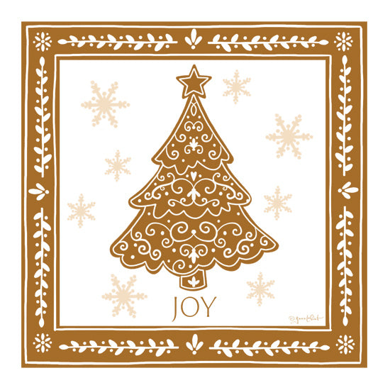 Annie LaPoint ALP2764 - ALP2764 - Gingerbread Christmas Tree - 12x12 Christmas tree, joy text, folk art, snowflakes, tree with swirls, holiday card design, winter decorations, festive border, gold and white from Penny Lane