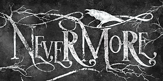 Bluebird Barn BLUE560 - BLUE560 - Nevermore - 18x9 Nevermore quote art, raven illustration, Edgar Allan Poe reference, creepy forest branches, literary Halloween, black and white horror vibe from Penny Lane