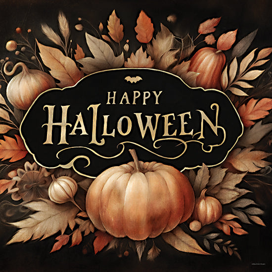 Bluebird Barn BLUE564 - BLUE564 - Happy Halloween - 12x12 Happy Halloween typography, fall pumpkins and leaves, orange and black festive decor, painted holiday art, autumn harvest scene from Penny Lane