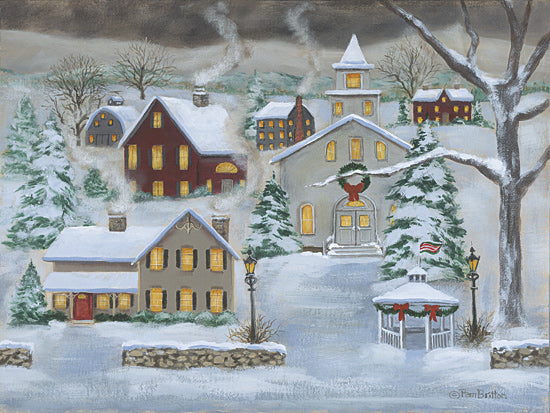 Pam Britton BR669 - BR669 - Willow Creek Village at Christmas     - 16x12 Rustic barn, red truck, Christmas wreath, snowy background, trees, pine, holiday theme, seasonal art, rural winter from Penny Lane