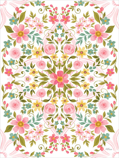 Cat Thurman Designs CTD423 - CTD423 - Garden Kaleidoscope - 12x16 floral mandala, symmetrical flower pattern, roses, daisies, foliage, kaleidoscope design, botanical art, bright colors from Penny Lane