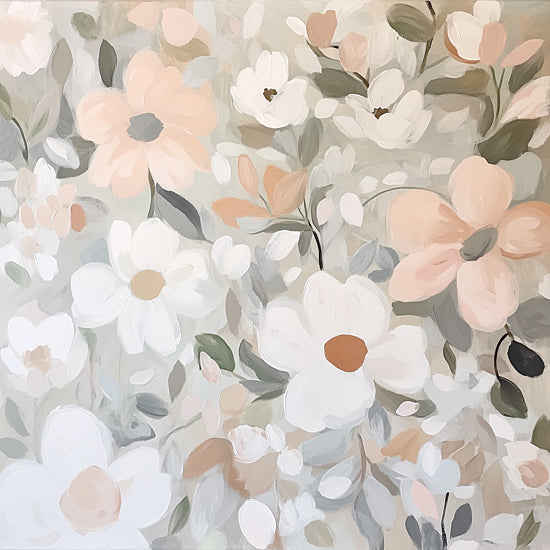 Heidi Kuntz HK443 - HK443 - Blooms and Blush    - 12x12 floral pattern, white and pink flowers, soft pastel colors, botanical illustration, decorative design, abstract floral arrangement, cheerful spring aesthetic from Penny Lane