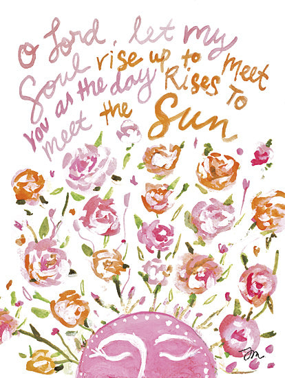 Jessica Mingo JM644 - JM644 - O Lord Let My Soul Rise - 12x16 religious inspirational artwork, watercolor sun and florals, spiritual morning prayer, O Lord rise up quote, scripture decor, floral faith message from Penny Lane