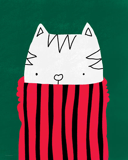 Kamdon Kreations KAM1088 - KAM1088 - Turtleneck Cat - 12x16 cat illustration, cute feline, cozy red blanket, playful pet art, cartoon kitty, whimsical animal design from Penny Lane