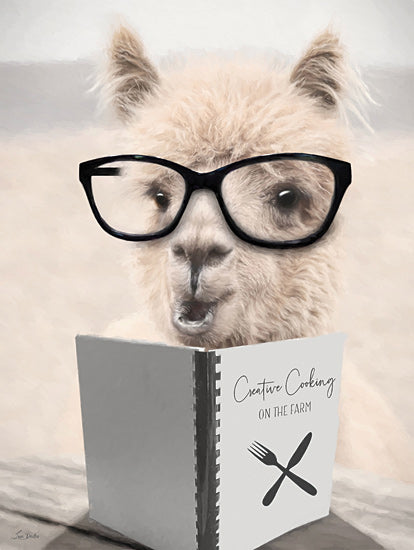 Lori Deiter LD3744 - LD3744 - Cooking Alpaca - 12x16 alpaca with glasses, humorous farm animal, cookbook, creative cooking, quirky artwork, farm lifestyle, cute alpaca reading, whimsical animal art from Penny Lane