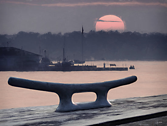 Lori Deiter LD3799 - LD3799 - Harbor's Lullaby - 16x12 sunset over marina, purple sky, nautical decor, peaceful lake, dock view, harbor sunset, lakeside tranquility, painterly landscape from Penny Lane