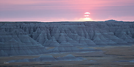 Lori Deiter LD3858 - LD3858 - Sunrise Symphony I - 18x9 badlands sunset, dramatic landscape, purple sky, geological formations, national park terrain, painted hills, dusk horizon, scenic view from Penny Lane