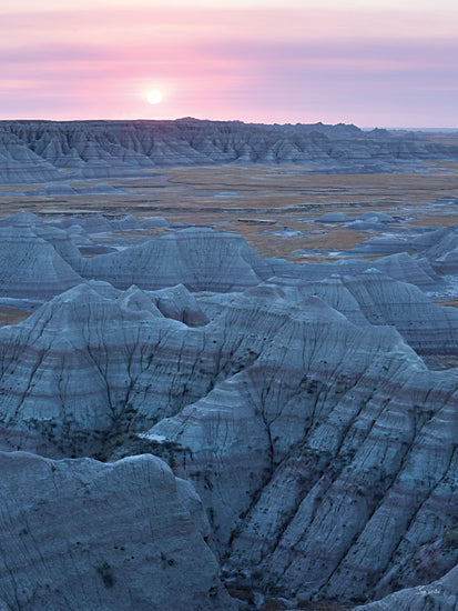 Lori Deiter LD3859 - LD3859 - Sunrise Symphony II - 12x16 badlands terrain, layered hills, vibrant sunset sky, natural rock formations, geologic beauty, scenic wilderness, dusk lighting from Penny Lane
