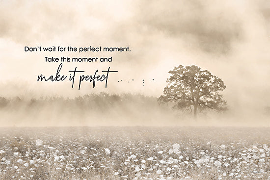 Lori Deiter LD4019 - LD4019 - Make It Perfect - 18x12 motivational quote, wildflower field, misty morning, inspirational, nature, serenity, encouragement, typography, tree in fog from Penny Lane