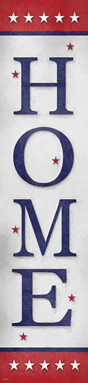 Lori Deiter LD4038 - LD4038 - HOME with Stars Porch Sign - 5x20 vertical patriotic typography, red white blue design, large HOME text, stars, Americana theme, rustic texture from Penny Lane