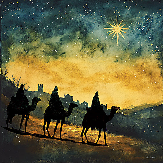 Nicole DeCamp ND943 - ND943 - Wisemen - 12x12 three wise men, camels, star of Bethlehem, night sky, Christmas journey, biblical scene, nativity, silhouette, stars, religious art, dramatic sky from Penny Lane