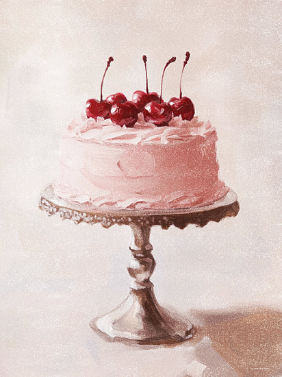 Svetlana Aleinikova SA198 - SA198 - Cherry Delight - 12x16 pink frosted cake, cherries on top, cake stand, vintage dessert, bakery illustration, watercolor cake, sweet food art from Penny Lane