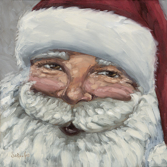 Sara G. Designs SGD316 - SGD316 - In the Spirit - 12x12 Close-up of jolly Santa Claus with red hat and rosy cheeks, festive expression, holiday cheer, oil painting style from Penny Lane