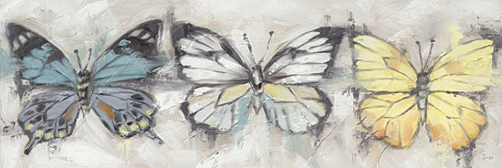 Sara G. Designs SGD337 - SGD337 - Butterfly Beauties - 36x12 Three colorful butterflies in blue, white, and yellow, abstract textured background, soft and modern brush strokes from Penny Lane