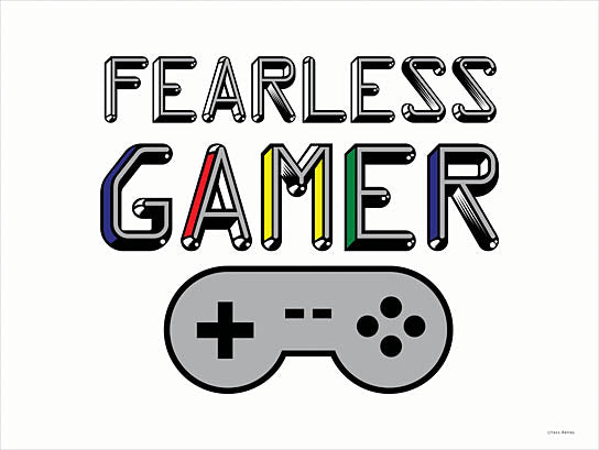Yass Naffas Designs YND528 - YND528 - Fearless Gamer - 16x12 video game slogan, gamer typography, fearless player, game controller illustration, colorful text, retro controller, bold statement, modern gamer art, joystick theme, playful design from Penny Lane