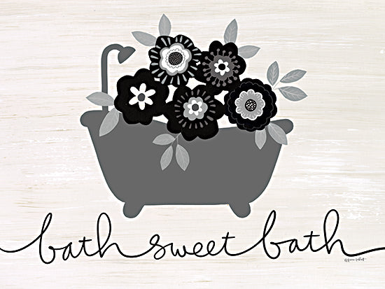 Annie LaPoint ALP2302 - ALP2302 - Bath Sweet Bath - 16x12 Bath, Bathroom, Bath Sweet Bath, Typography, Signs, Bathtub, Flowers, Textual Art, Black & White from Penny Lane