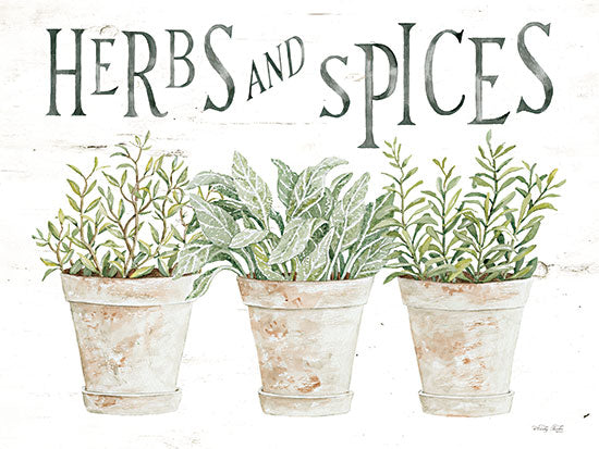Cindy Jacobs CIN3632 - CIN3632 - Herbs and Spices - 16x12 Still Life, Kitchen, Herbs, Potted Herbs, Herbs and Spices, Typography, Signs, Textual Art, Rosemary, Sage, Thyme, Clay Pots from Penny Lane