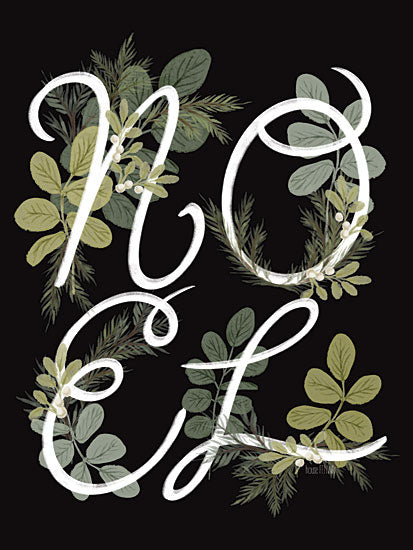 House Fenway FEN962 - FEN962 - Noel - 12x16 Christmas, Holidays, Noel, Christmas Carol, Typography, Signs, Textual Art, Greenery, Eucalyptus, Black Background, Textual Art, Winter from Penny Lane