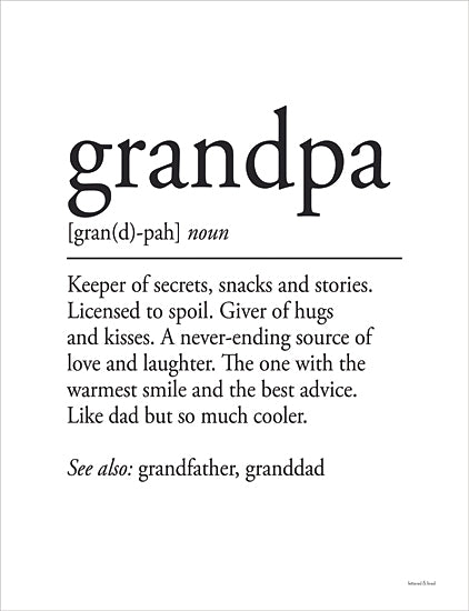 lettered & lined LET689 - LET689 - Grandpa Definition 2 - 12x16 Grandpa, Grandfather, Papa, Definition, Typography, Signs, Humorous, Black & White from Penny Lane