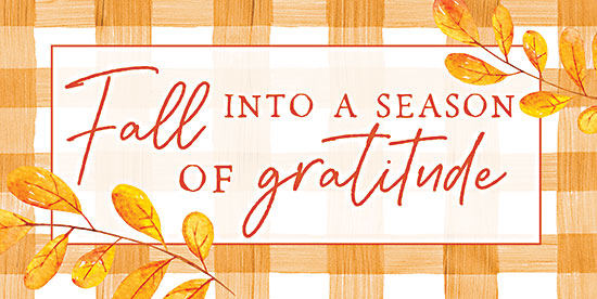 Lux + Me Designs LUX667 - LUX667 - Season of Gratitude - 18x9 Fall Into a Season of Gratitude, Gratitude, Fall, Autumn, Orange & White, Plaid, Leaves, Typography, Signs from Penny Lane