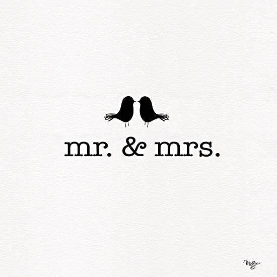 Mollie B. MOL2687 - MOL2687 - Mr. & Mrs. Love Birds I - 12x12 Wedding, Mr. & Mrs., Typography, Signs, Textual Art, Black & White, Birds, Love Birds from Penny Lane