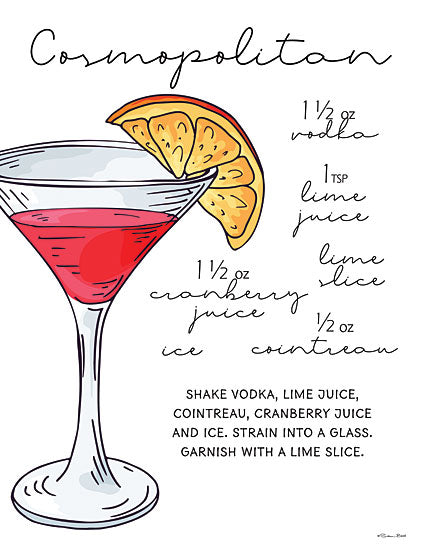 Susan Ball SB1064 - SB1064 - Cosmopolitan Recipe     - 12x16 Cosmopolitan Recipe, Recipe, Kitchen, Cocktails, Drink, Bar, Typography, Signs from Penny Lane