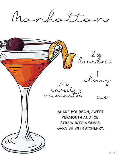 Susan Ball SB1065 - SB1065 - Manhattan Recipe     - 12x16 Manhattan Recipe, Recipe, Kitchen, Cocktails, Drink, Bar, Typography, Signs from Penny Lane