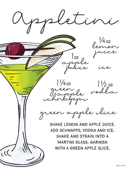 Susan Ball SB1066 - SB1066 - Appletini Recipe     - 12x16 Appletini Recipe, Recipe, Kitchen, Cocktails, Drink, Bar, Typography, Signs from Penny Lane