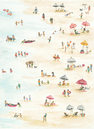 Cindy Jacobs CIN1037 - Beach Scene Triptych I - Beach, Families, Sand, Shore, Umbrellas, Coast from Penny Lane Publishing