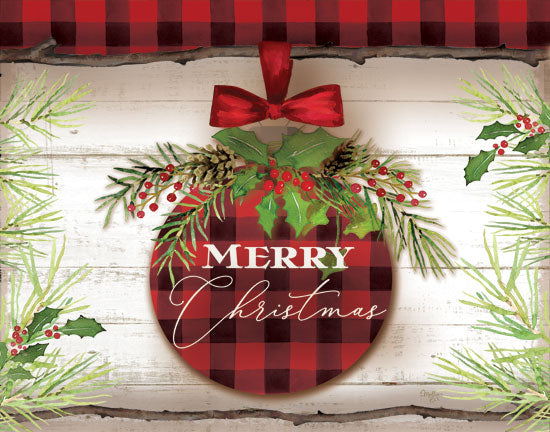 Mollie B. MOL1945 - Merry Christmas Ornament - 16x12 Holidays, Merry Christmas, Ornament, Greenery, Buffalo Plaid from Penny Lane