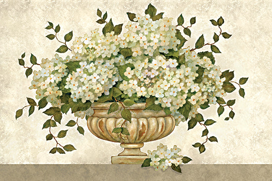 Annie LaPoint ALP2468 - ALP2468 - Heavenly Hydrangeas - 18x12 Flowers, Hydrangeas, White Hydrangeas', Bouquet, Greenery, Vase, Tea-Stained Background from Penny Lane