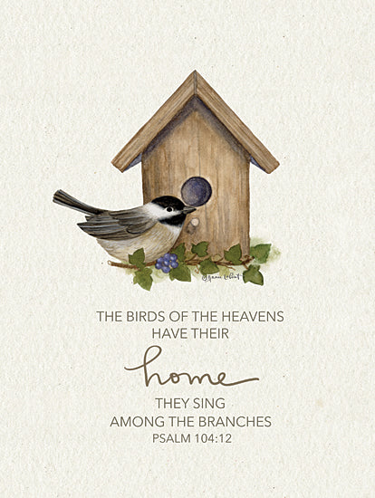 Annie LaPoint ALP2475 - ALP2475 - Psalm 104:12 - 12x16 Religious, Bird, Birdhouse, The Birds of the Heavens Have Their Home, They Sing Among the Branches, Psalm, Bible Verse, Typography, Signs Textual Art, Spring from Penny Lane