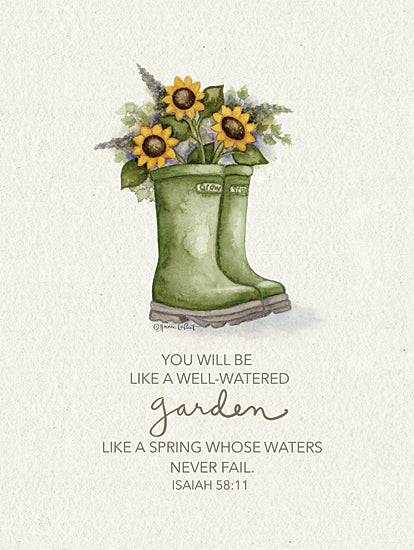 Annie LaPoint ALP2476 - ALP2476 - Isaiah 58:11 - 12x16 Religious, Rainboots, Green Rainboots, Flowers, Sunflowers, You Will be Like a Well-Watered Garden, Like a Spring Whose Waters Never Fail, Isaiah, Bible Verse, Typography, Signs Textual Art, Spring from Penny Lane