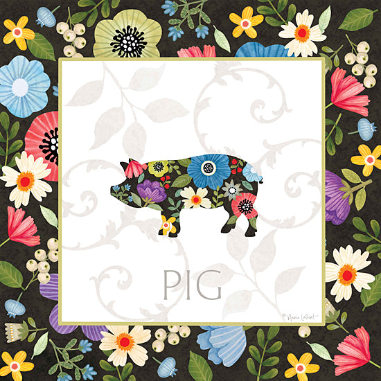 Annie LaPoint ALP2590 - ALP2590 - Spring Farm Pig - 12x12 Spring, Flowers, Whimsical, Pig, Typography, Signs, Textual Art, Border, Farm Animal from Penny Lane