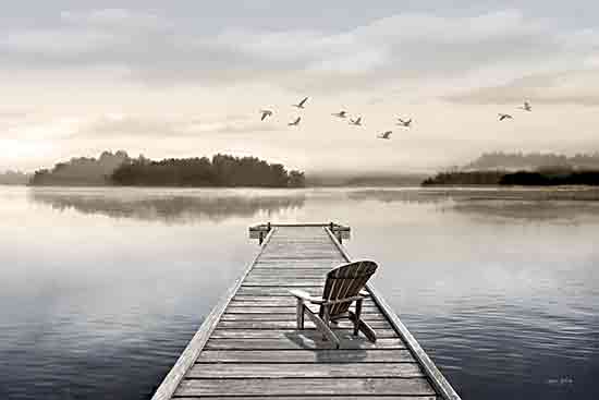 Amber Sterling AS153 - AS153 - Peaceful Lake Day - 18x12 Coastal, Lake, Dock, Landscape, Adirondack Chair, Leisure, Birds, Trees from Penny Lane