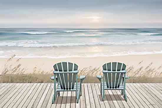 Amber Sterling AS158 - AS158 - Boardwalk Sunset - 18x12 Coastal, Landscape, Ocean, Waves, Dock, Adirondack Chairs, Leisure, Beach Grass from Penny Lane