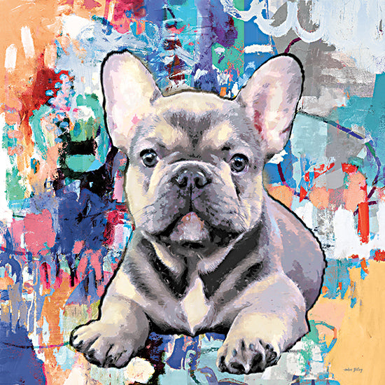 Amber Sterling AS252 - AS252 - Colorful French Bulldog - 12x12 Dog, Pet, French Bulldog, Gray Dog, Portrait, Abstract Background, Rainbow Colors from Penny Lane