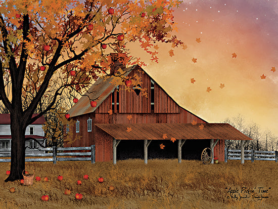 Billy Jacobs BJ1380 - BJ1380 - Apple Pickin' Time - 16x12 Fall, Barn, Farm, Farmhouse, Apples Apple Tree, Basket, Leaves, Falling Leaves, Fence, Farmhouse/Country from Penny Lane