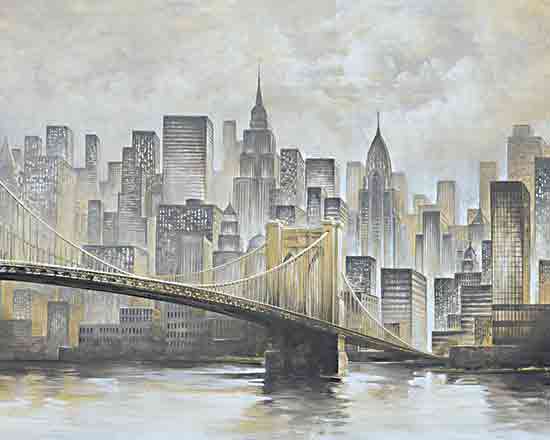 Cloverfield & Co. CC229 - CC229 - City of Gold - 16x12 New York City,  New York, Cityscape, Buildings, Bridge, Brooklyn Bridge, Manhattan, Skyline, Gold, Silver from Penny Lane