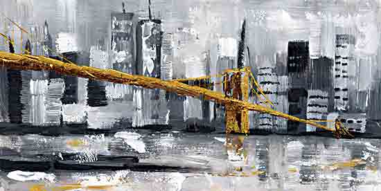 Cloverfield & Co. CC254 - CC254 - NYC Skyline - 18x9 Abstract, Landscape, Skyline, New York City, New York, Brooklyn Bridge, Cityscape, Buildings, Manhattan, Gold, Gray from Penny Lane