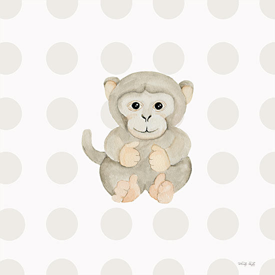 Cindy Jacobs CIN3983 - CIN3983 - Baby Monkey - 12x12 Baby, New Baby, Nursery, Monkey, Baby Monkey, Polka Dots, Gray, White from Penny Lane