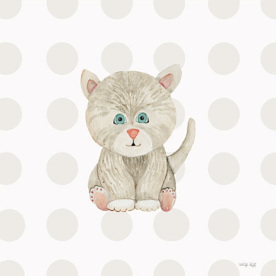 Cindy Jacobs CIN3986 - CIN3986 - Baby Kitty - 12x12 Baby, New Baby, Nursery, Kitten, Baby Cat, Polka Dots, Gray, White from Penny Lane