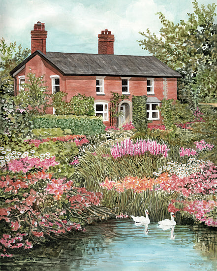 Cindy Jacobs CIN4254 - CIN4254 - Swan Cottage - 12x16 Landscape, Swans, House, Cottage, Flowers, Pond, Trees, Greenery from Penny Lane