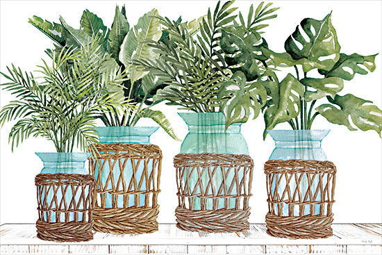 Cindy Jacobs CIN4328 - CIN4328 - Palms in Harmony - 18x12 Still Life, Leaves, Palm Leaves, Vases, Woven Baskets, Tropical, Bohemian from Penny Lane