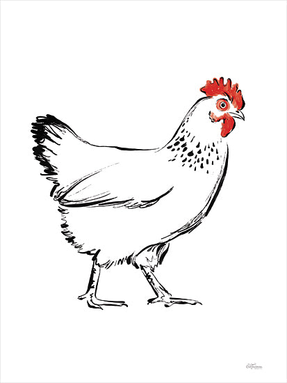 Cat Thurman Designs CTD163 - CTD163 - Black and White Chicken Sketch - 12x16 Chicken, Farm Animal, Sketch, Drawing Print, White Chicken from Penny Lane