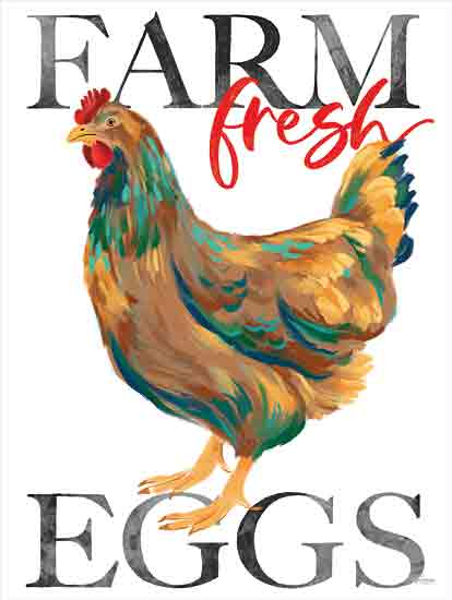 Cat Thurman Designs CTD189 - CTD189 - Farm Fresh Eggs - 12x16 Hen, Chicken, Colorful Chicken, Farm Fresh Eggs, Typography, Signs, Textual Art, Advertisement from Penny Lane