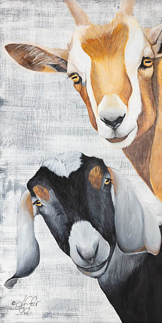 Diane Fifer DF111 - DF111 - Shenanigand - 9x18 Goats, Black Goat, Brown Goat, Portrait, Farm Animals from Penny Lane